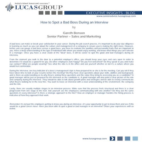 How to Spot a Bad Boss During an Interview