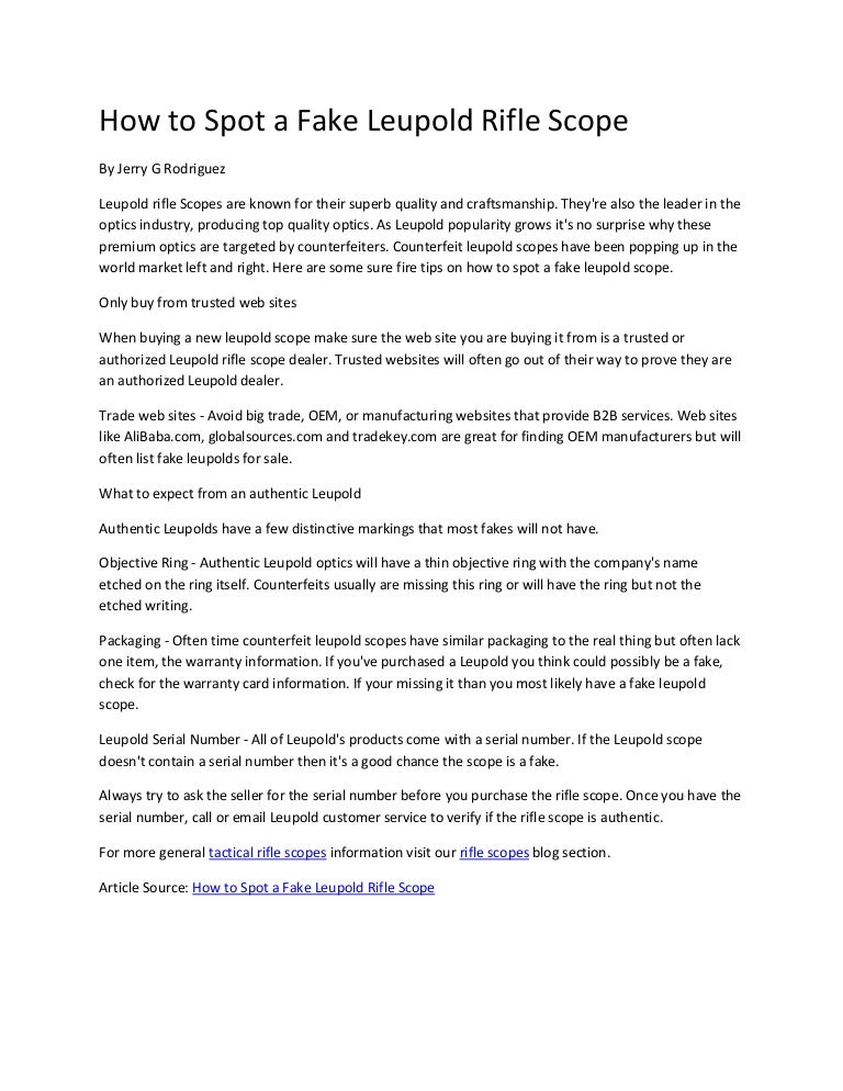 Leupold scope serial number search