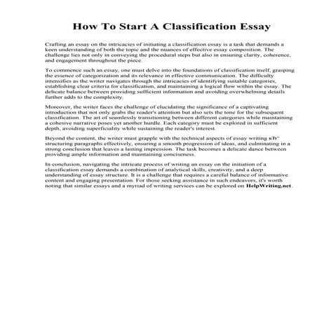 How To Start A Classification Essay.pdf