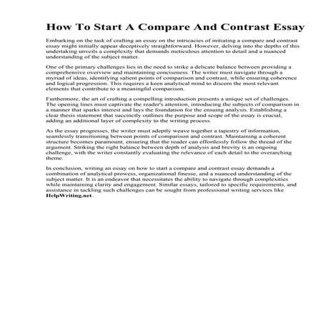 How To Start A Compare And Contrast Essay.pdf