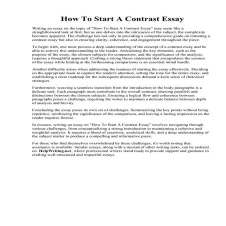 How To Start A Contrast Essay | PDF