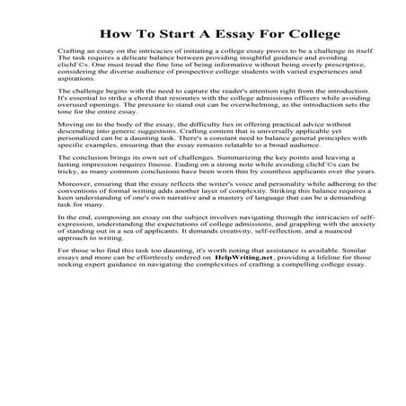 How To Start A Essay For College. College Essay Examples - 9 in PDF ...