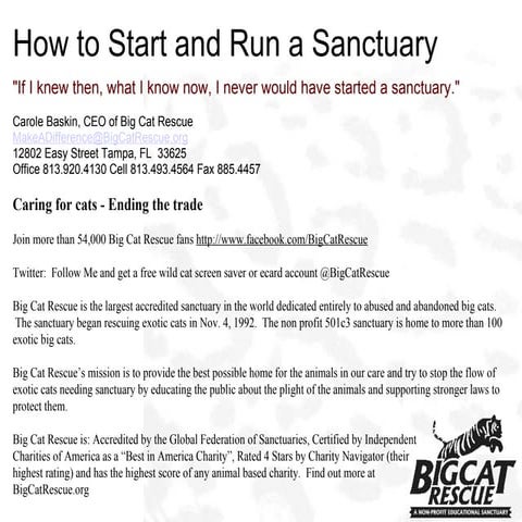 How to start and run a sanctuary