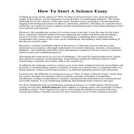How To Start A Science Essay | PDF