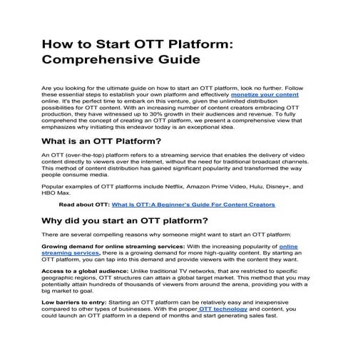 How to start OTT platform