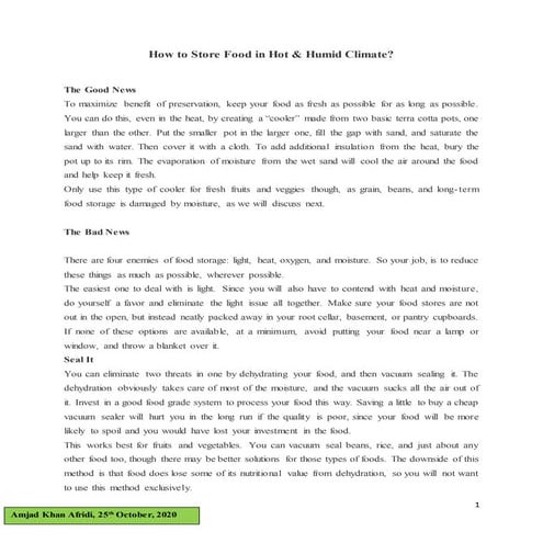 How to store food in hot