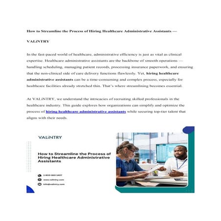 How to Streamline the Process of Hiring Healthcare Administrative ...