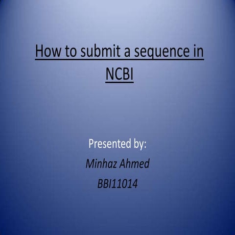 How to submit a sequence in NCBI