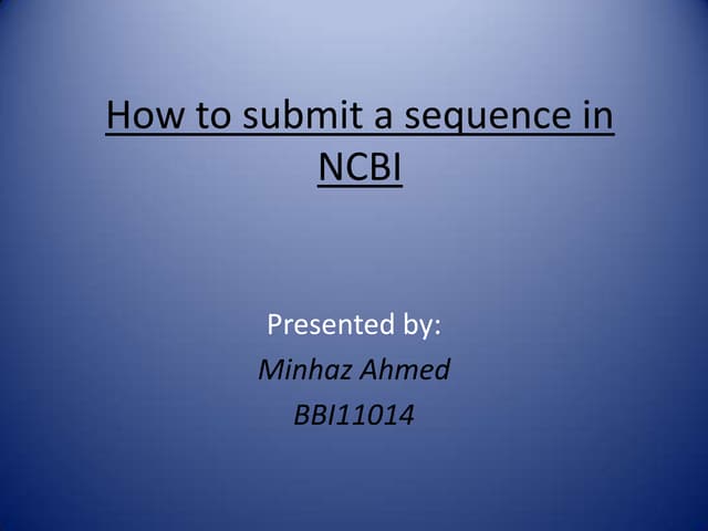 How to submit a sequence in NCBI