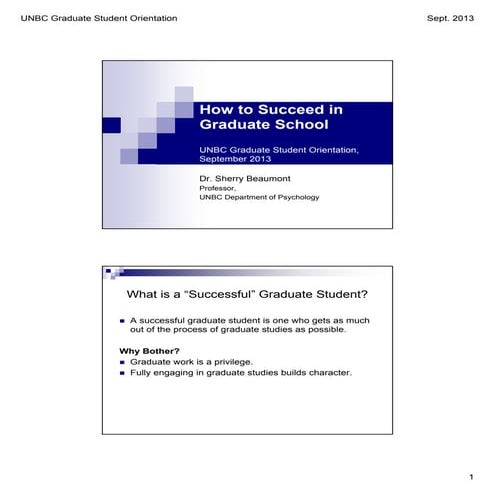 How to succeed in graduate school beaumont (2013) | PDF