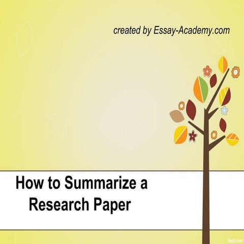 How to summarize a research paper
