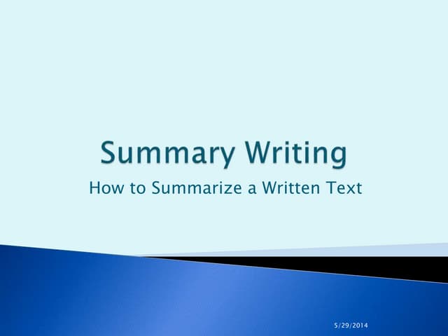 Summary Writing