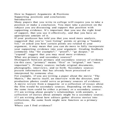 How to Support Arguments & PositionsSupporting positions and concl