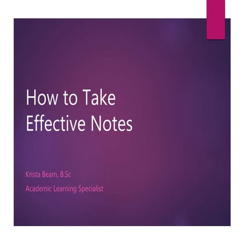 How to take effective notes 