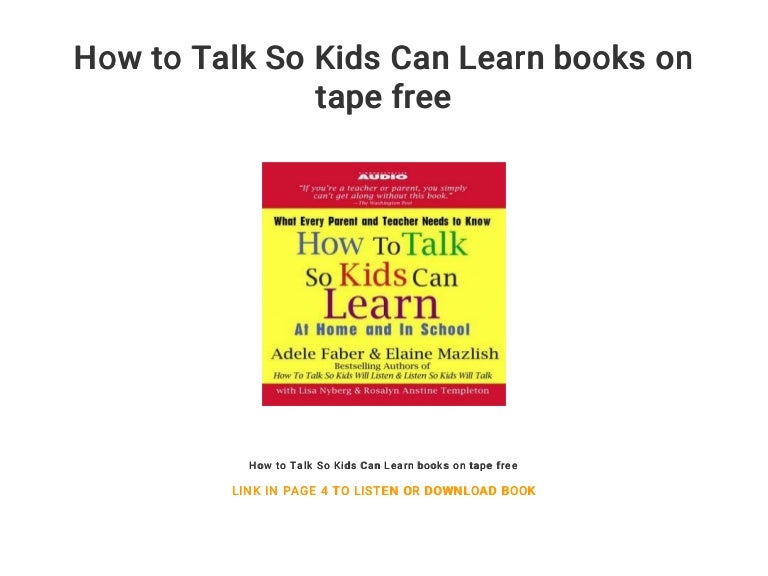 How to Talk So Kids Can Learn books on tape free