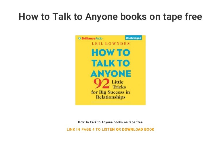 How to Talk to Anyone books on tape free