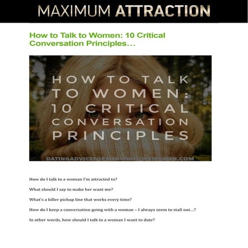 How To Talk To Women 10 Critical Conversation Principles Pdf
