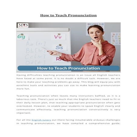 How to Teach Pronunciation