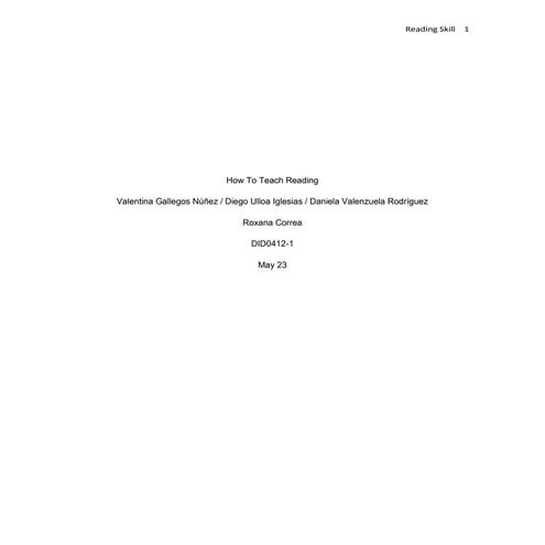 How To Teach Reading Essay