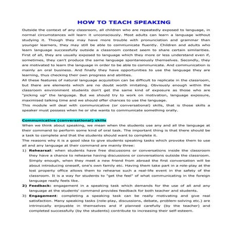 How to teach speaking