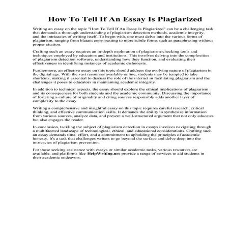 How To Tell If An Essay Is Plagiarized