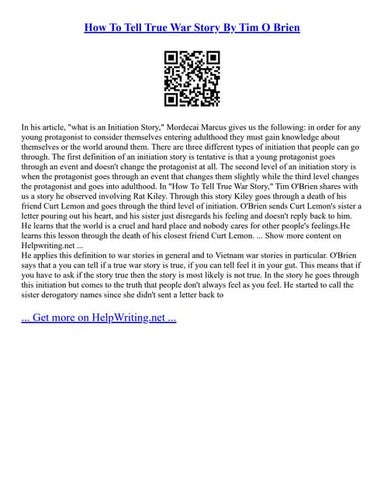 How To Tell True War Story By Tim O Brien