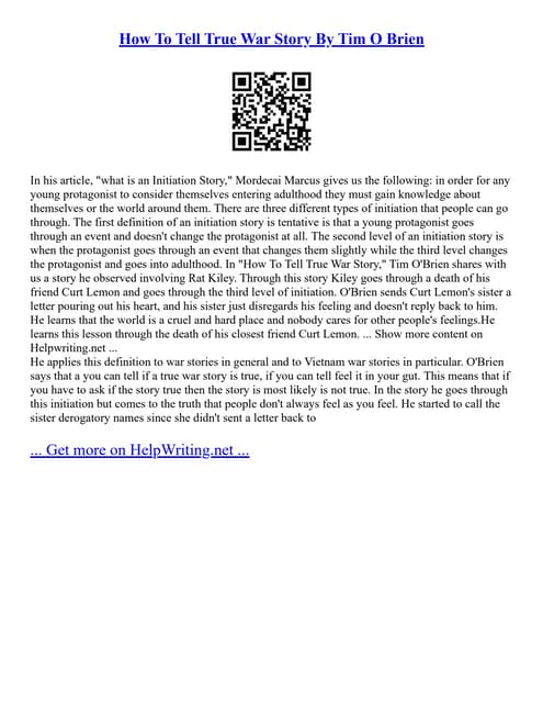 How To Tell True War Story By Tim O Brien