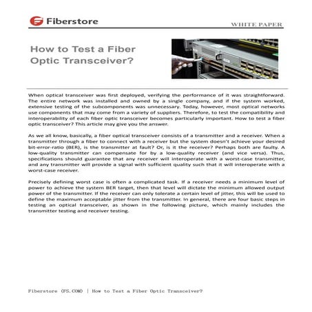 How to test a fiber optic transceiver