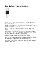 How To Test A Voltage Regulator