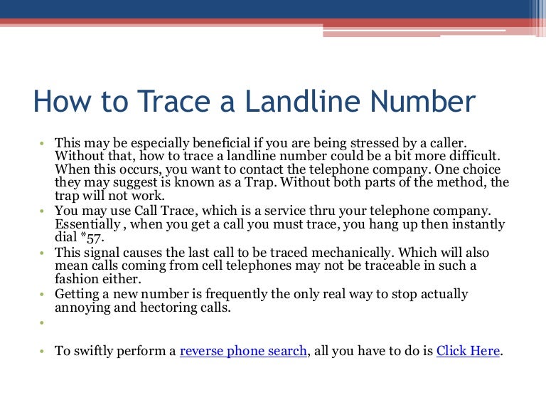 How To Trace A Landline Number