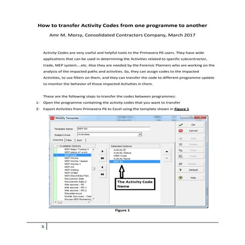 How to transfer activity codes from one programme to another | PDF