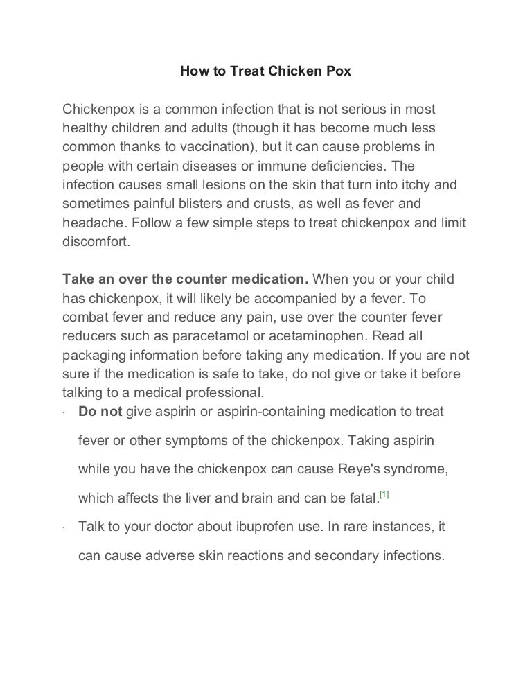 How to treat chicken pox