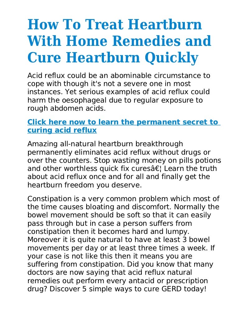 How To Treat Heartburn With Home Remedies and Cure Heartburn Quickly