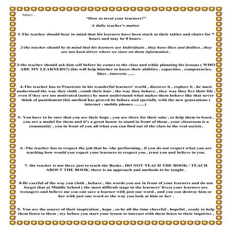 How to treat your learners