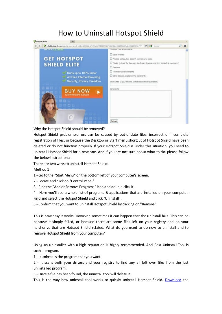 How To Uninstall Hotspot Shield