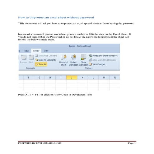 How to unprotect an excel sheet without password | PDF