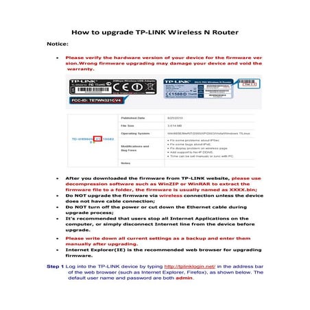 How to upgrade tp link wireless  n router