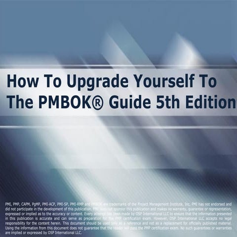 How To Upgrade Yourself To The PMBOK Guide 5th Edition