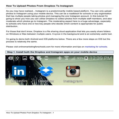 How to Upload Photos from Dropbox to Instagram | PDF