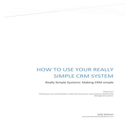 How to use a crm system - a  white paper by Really Simple CRM