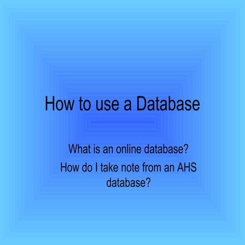 How to use a database | PPT