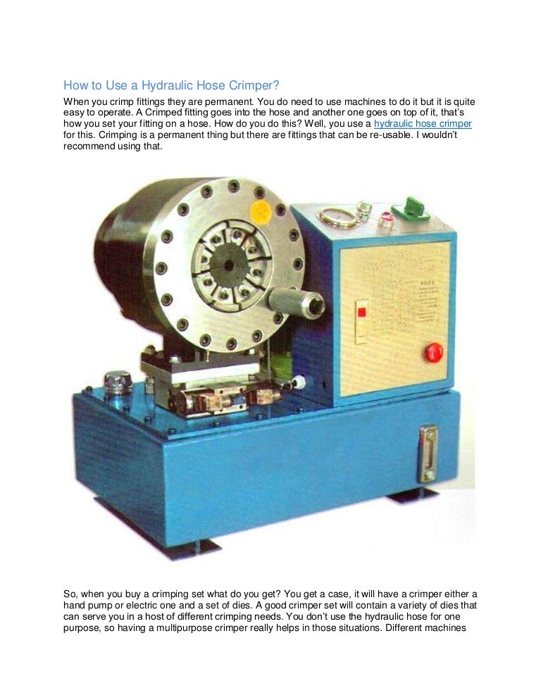 How to use a hydraulic hose crimper