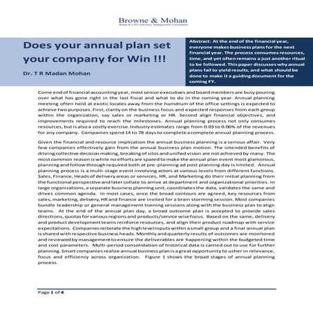 How to use annual plan to set your company for Win !!!