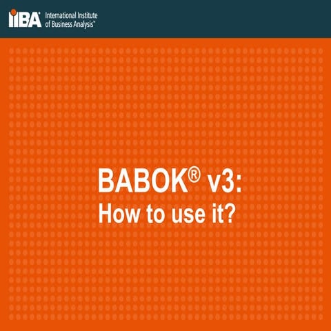 How to use BABoK 3.0?