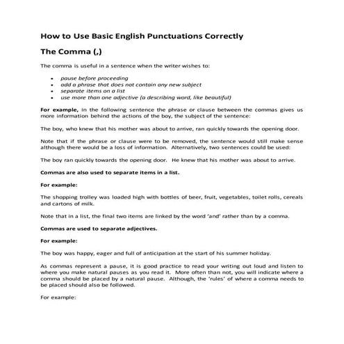 How to use basic english punctuations correctly