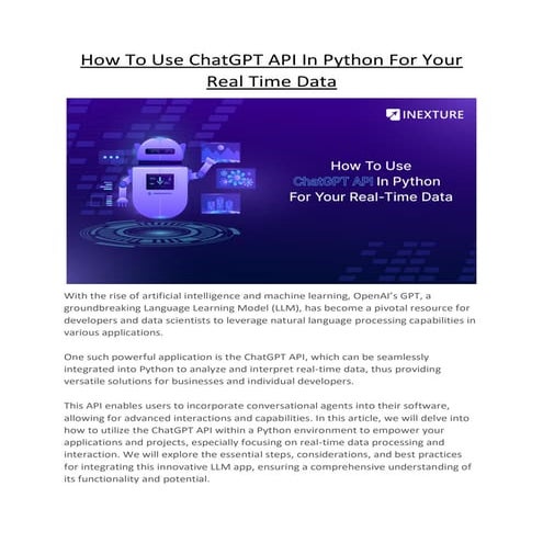 How To Use ChatGPT API In Python For Your Real Time Data | PDF