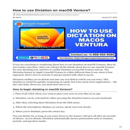 How To Use Dictation On macOS Ventura? | PDF