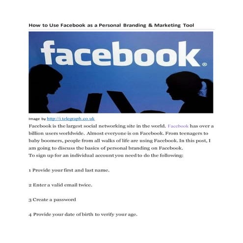 How to use Facebook as a Personal Branding  & Marketing Tool