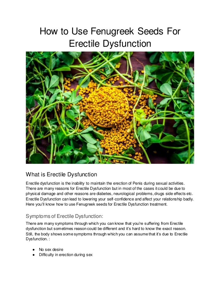 How to use fenugreek seeds for erectile dysfunction