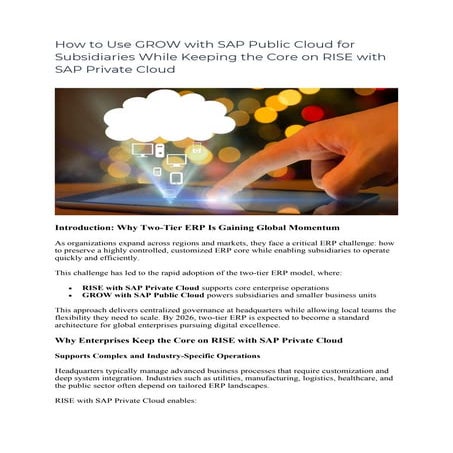 How to Use GROW with SAP Public Cloud for Subsidiaries While Keeping ...